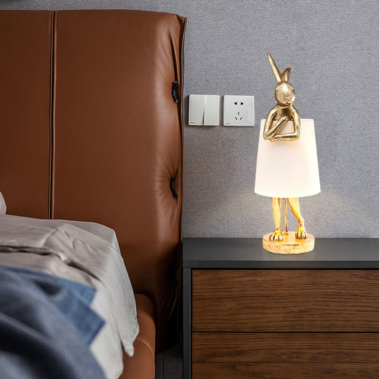 LunaBeam Nordic Rabbit LED Tischlampe | Kabellos | Stimmungslicht | Resin Design | Dekoration für Zuhause
