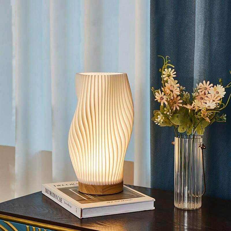 WaveGlow Serene LED Lampe | Moderne Tischleuchte | Stimmungsvolle Beleuchtung für Zuhause
