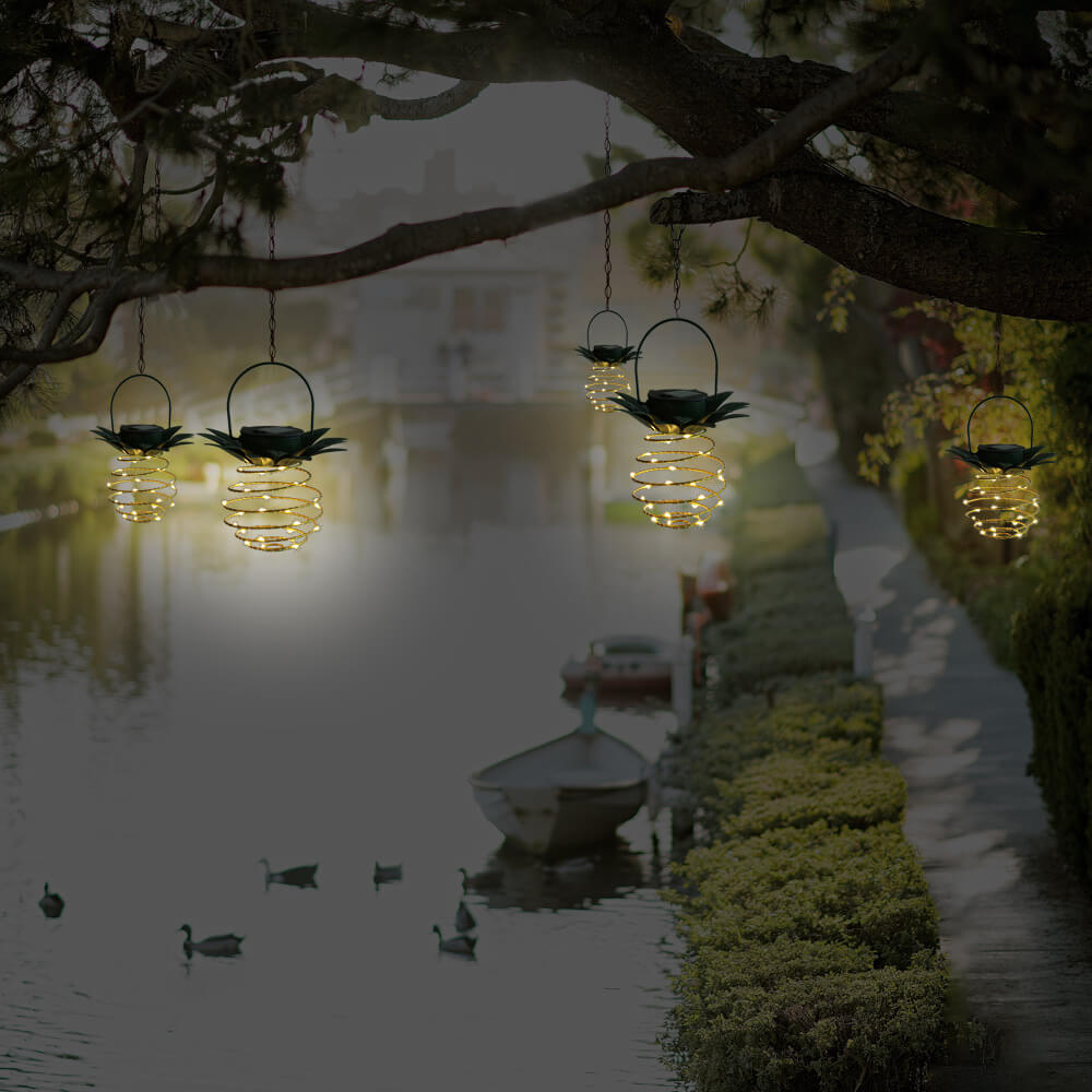 SolarShine Ananas-Laterne | LED Solar Gartenlampe | Kupferdraht | Outdoor Wasserdicht | Hängende Deko-Leuchten