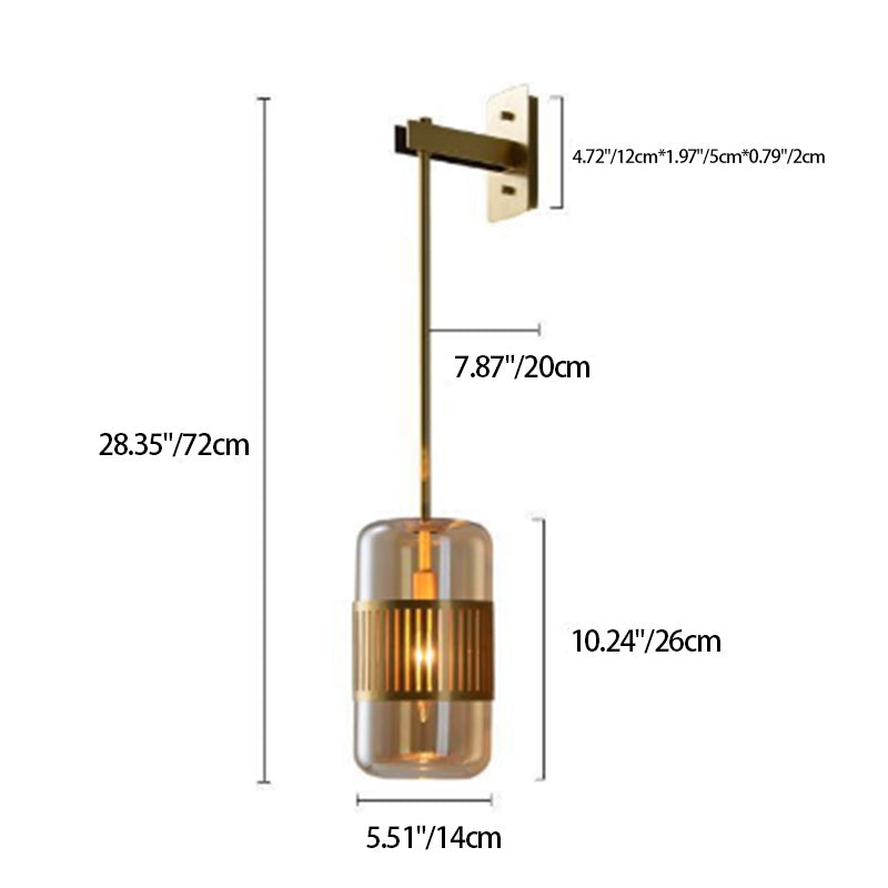 BrassLume Vintage Wandleuchte | Zylindrisches Glas & Messing | 1-flammig | Luxuriöses Design für Wohnzimmer & Flur
