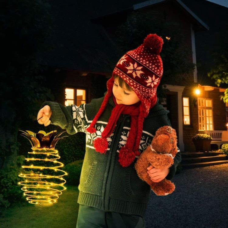 SolarShine Ananas-Laterne | LED Solar Gartenlampe | Kupferdraht | Outdoor Wasserdicht | Hängende Deko-Leuchten