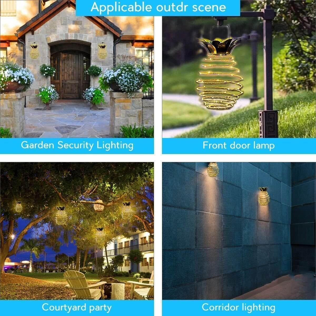 SolarShine Ananas-Laterne | LED Solar Gartenlampe | Kupferdraht | Outdoor Wasserdicht | Hängende Deko-Leuchten