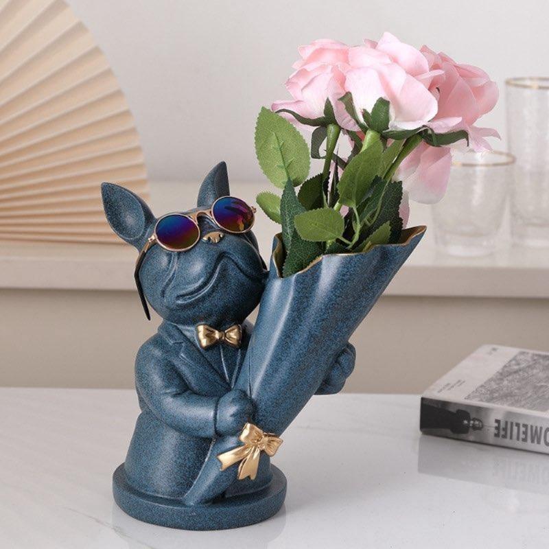 BulldogBloom French Bulldog Blumenvase | Stilvolle Tier-Deko für Zuhause | Handgefertigt | Farbvielfalt