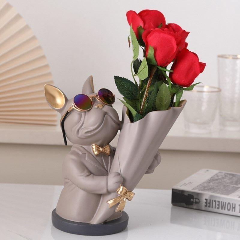 BulldogBloom French Bulldog Blumenvase | Stilvolle Tier-Deko für Zuhause | Handgefertigt | Farbvielfalt