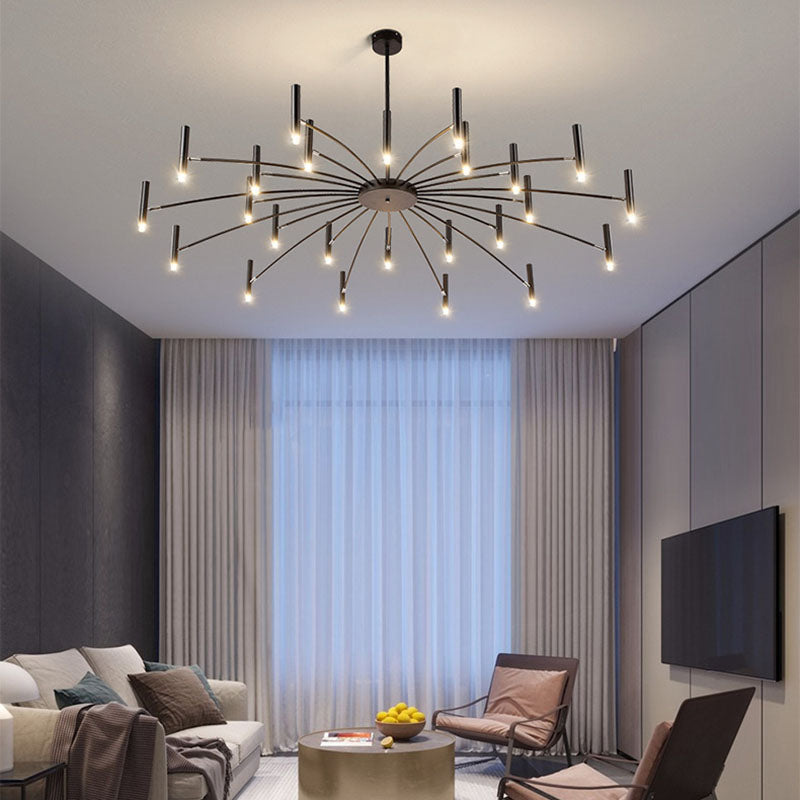 RadiaNova Kronleuchter im skandinavischen Stil | Runde Radioaktive Optik | 12/24 Lichter | Eisen & Aluminium für Wohnzimmer