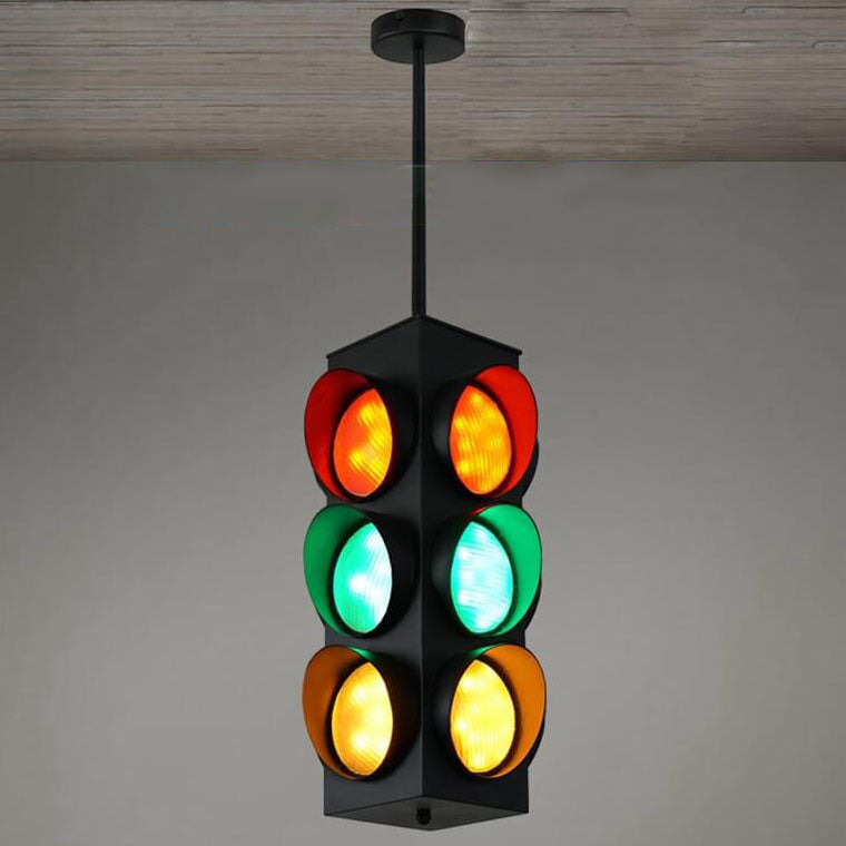 LumoStop Retro Pendelleuchte | Ampel-Design | Eisen & Glas | LED Beleuchtung