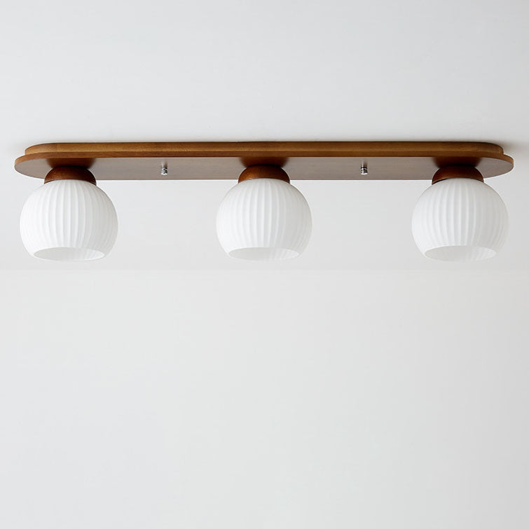 Zeniro Japanischer Stil Deckenleuchte | Gestreiftes Glas & Holz | Flush Mount | Minimalistisches Design