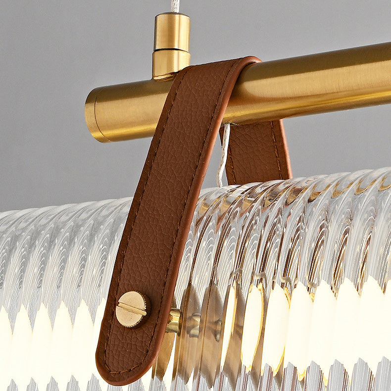 BrightAether ArcLED Pendelleuchte | Minimalistisch | Leder & Acryl | Lineares Design | Dimmbar | Stilvolle Beleuchtung für Essbereiche