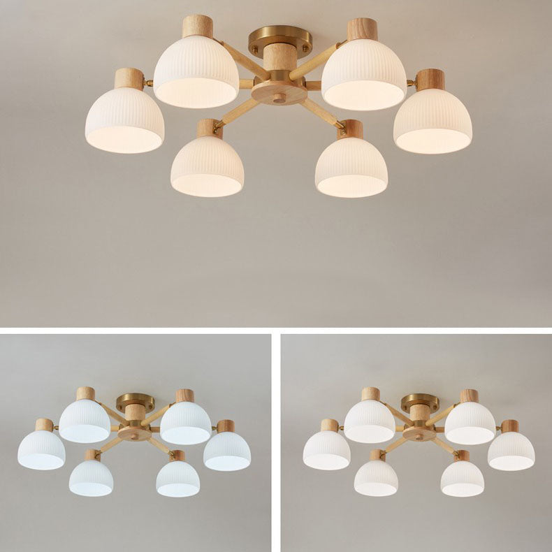 TranquiLight Wabi-Sabi Deckenleuchte | Minimalistisches Design | Holz & Glas | 3/6/8-Licht Lampe