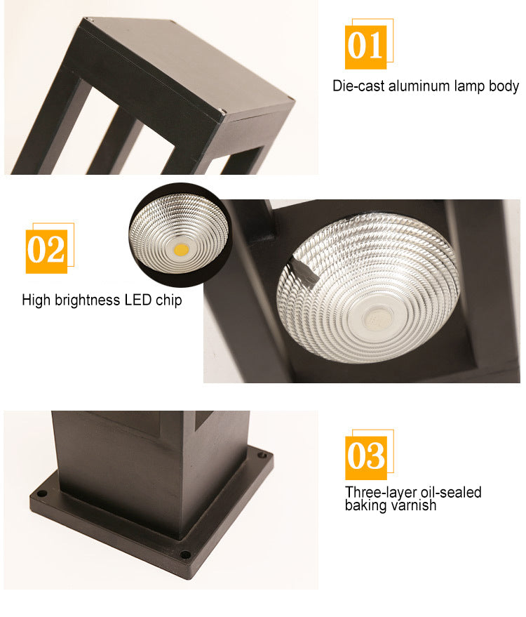 LumiTide LED Gartenlampe | Hohles geometrisches Design | Modernes Lichtsäulen-Layout | Außenbeleuchtung für Garten und Terrasse