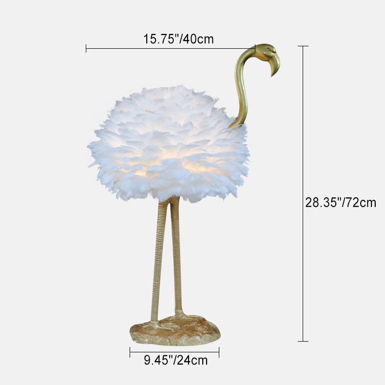 Feathora Nordic Tischlampe | Gänsefedern Design | Flamingo-Kugelstil | Elegante Nachttischbeleuchtung