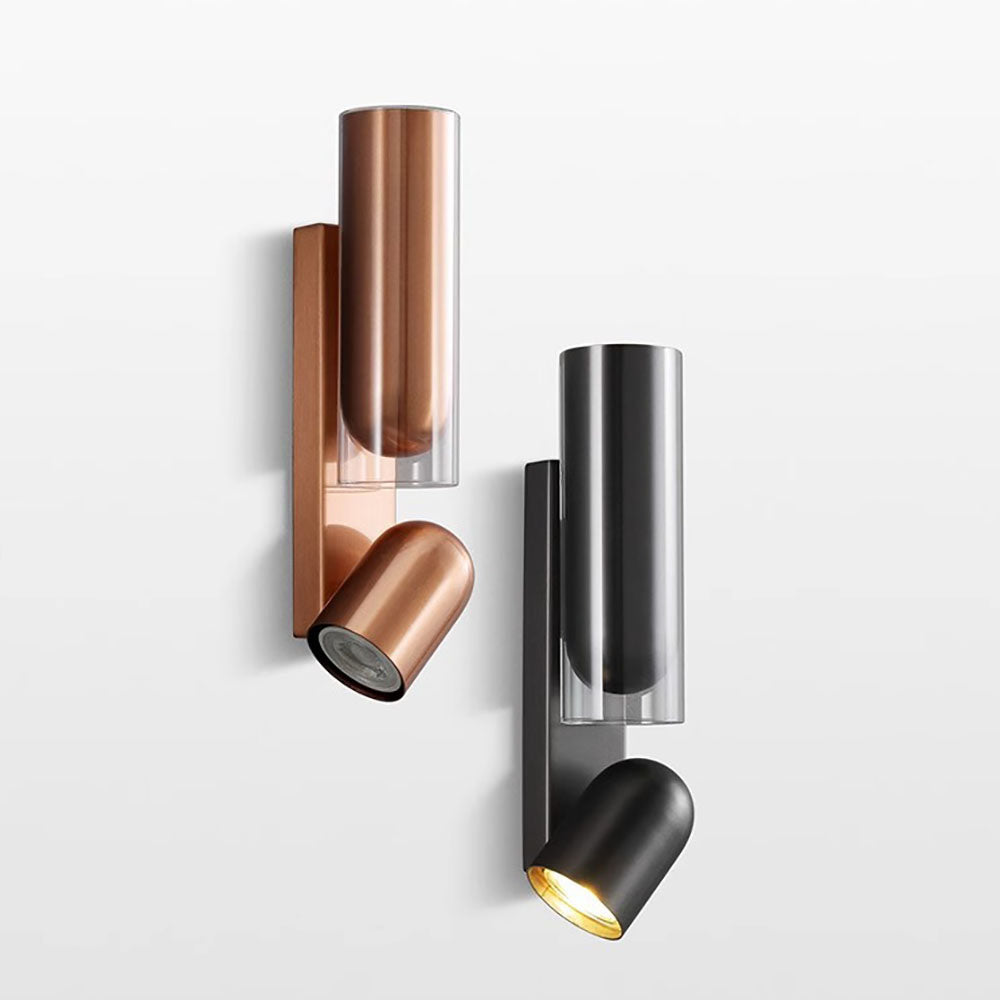 TwistLite Wandleuchte | Minimalistisches Zylinder-Design | Metall & Glas | 2-Licht | Rotierbar | Stilvolle Beleuchtung für Schlafzimmer