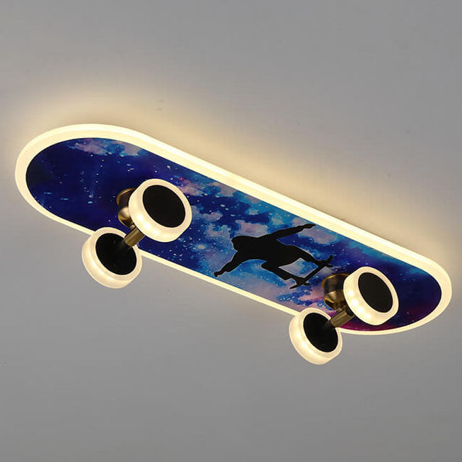 SkateBright LED Deckenleuchte | Cartoon Skateboard Design | Kinderzimmer Beleuchtung | Dimmbar | Acryl