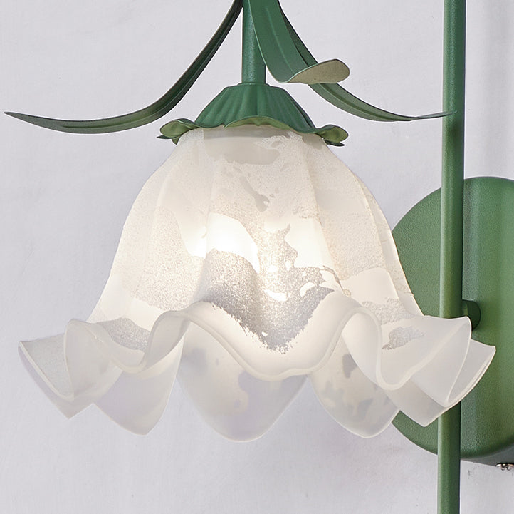 Lunaris Wandlampe Nordic Vintage Design | Kürbisglas | Florales Muster | 1-Flammig | Wandleuchte