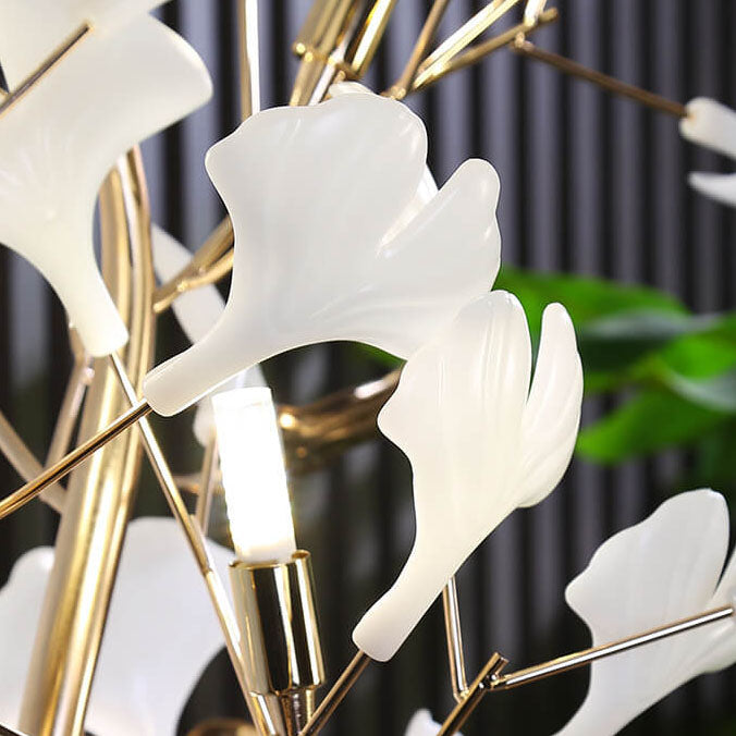 GinkoLuxe Stehlampe | Nordisches Design | Dekorative Ginkgo-Blätter | 5-Licht Bodenlampe | Elegantes Wohnaccessoire