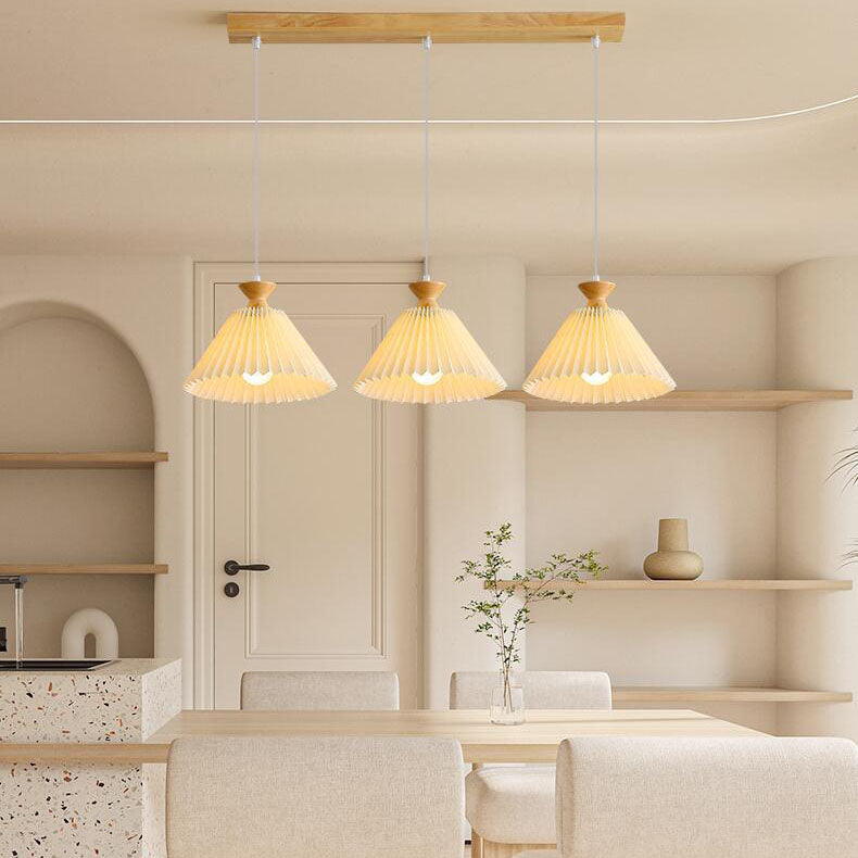 WoodLoom Nordic Pendelleuchte | Faltkegel-Holzdesign | 1/3-flammiger Kronleuchter | Inselbeleuchtung
