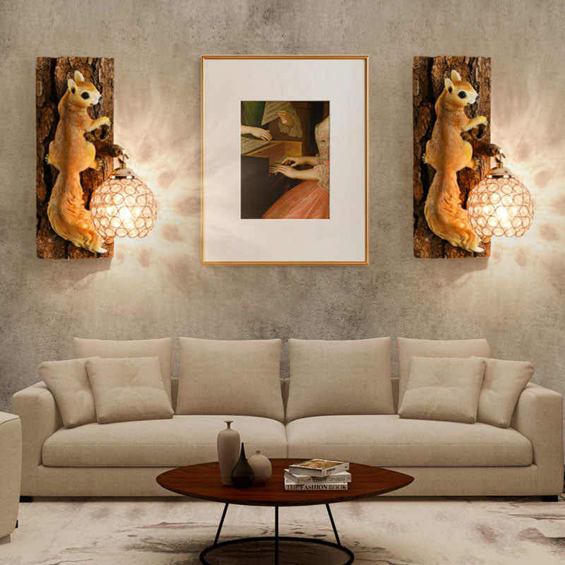 Crystanova Wandleuchte | Kreatives Eichhörnchen-Design | Kristall-Details | 1-flammige Lampe für Schlafzimmer
