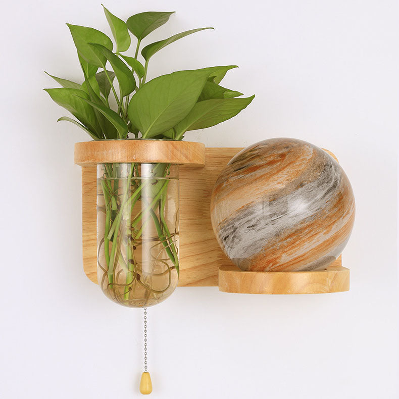 Orbano Wandleuchte | Modernes Eichenholz-Design | Planeten-inspirierter Stil | 1-flammig