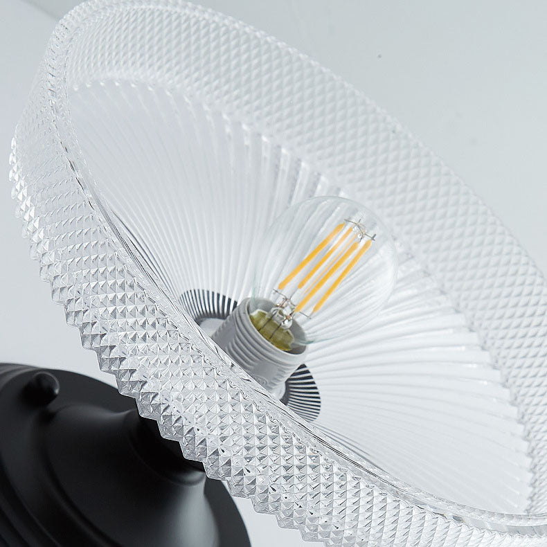 AuroraBloom Nordic Vintage LED-Deckenleuchte | Glasblumen-Design | Rund | Geometrisches Muster | Halbeinbau