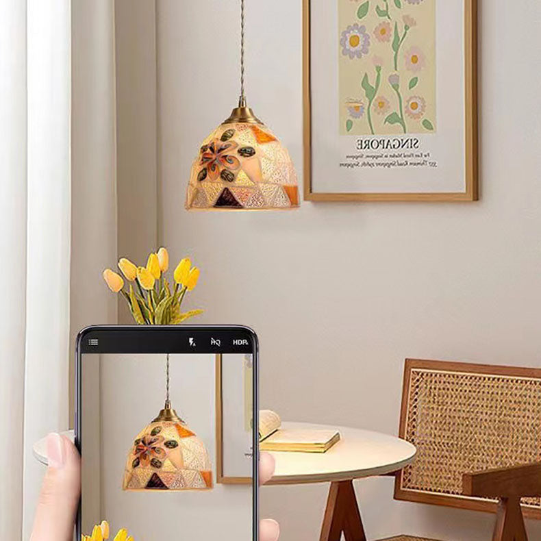 ArtiaShell Tiffany-Stil LED Hängeleuchte | Halbkreisförmiges Design | Stimmungslicht für Schlafzimmer