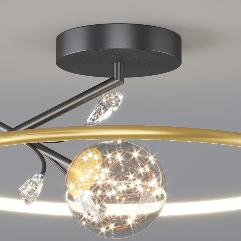 AuroraRing Art Deco LED Pendelleuchte | Geometrisches Design | Dimmbare Beleuchtung | Modernes Wohnambiente