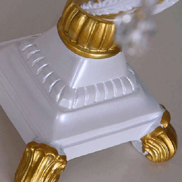 LaceLux Europäische Tischlampe | Stoff & Spitze | Elegante Harzfuß-Leuchte | Dekoration & Beleuchtung