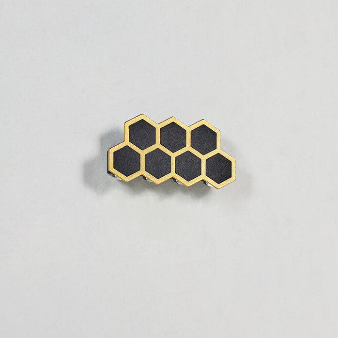 LumoHex Prime | Modernes Outdoor LED Wandlicht | Hexagon Schwarz-Gold Kombination