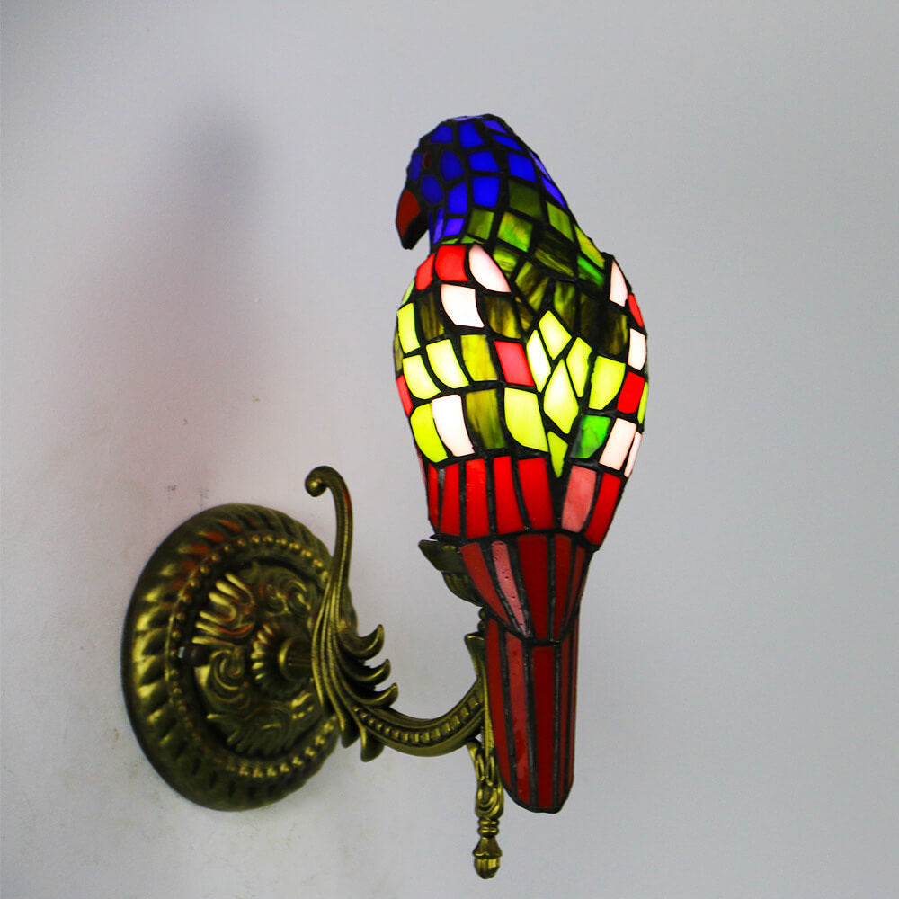 ParrotGlow Tiffany Wandlampe | Vintage Design | Buntglas & Papagei-Optik | 1-flammig