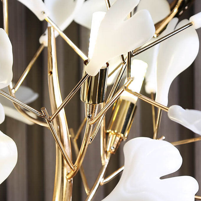 GinkoLuxe Stehlampe | Nordisches Design | Dekorative Ginkgo-Blätter | 5-Licht Bodenlampe | Elegantes Wohnaccessoire