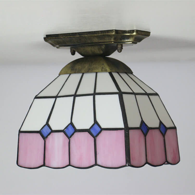 DomeLight Tiffany Deckenleuchte | Buntglas-Kuppel | Semi-Flush Mount | Vintage-Stil | LED Beleuchtung