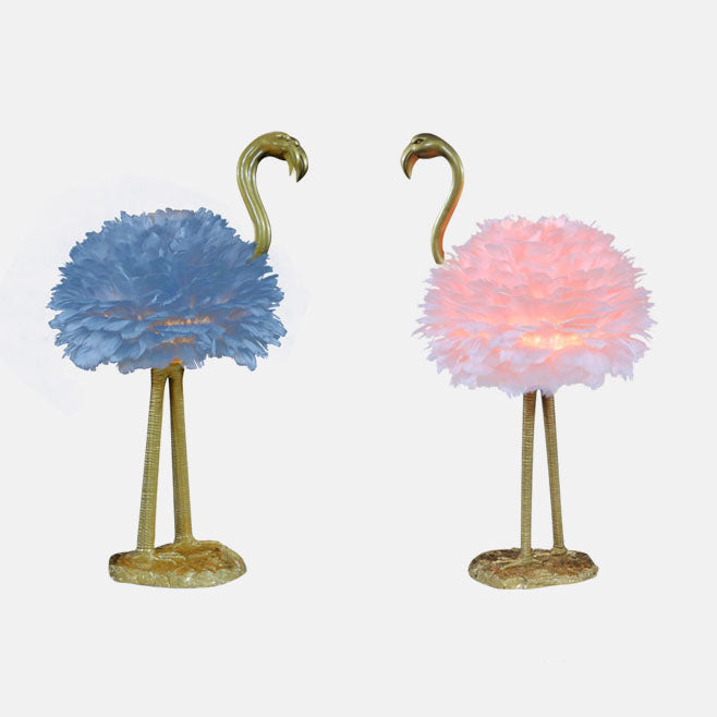 Feathora Nordic Tischlampe | Gänsefedern Design | Flamingo-Kugelstil | Elegante Nachttischbeleuchtung