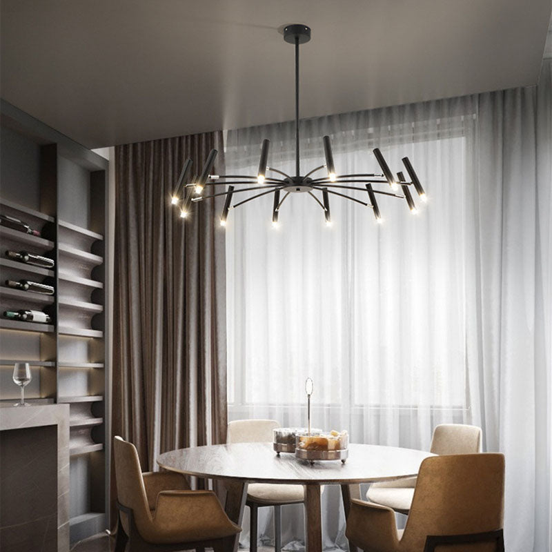 RadiaNova Kronleuchter im skandinavischen Stil | Runde Radioaktive Optik | 12/24 Lichter | Eisen & Aluminium für Wohnzimmer