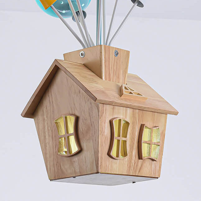 Ballux Kronleuchter | Kreatives Ballon-Design | Eisen, Holz & Glas | 9-flammig | Schlafzimmer-Beleuchtung