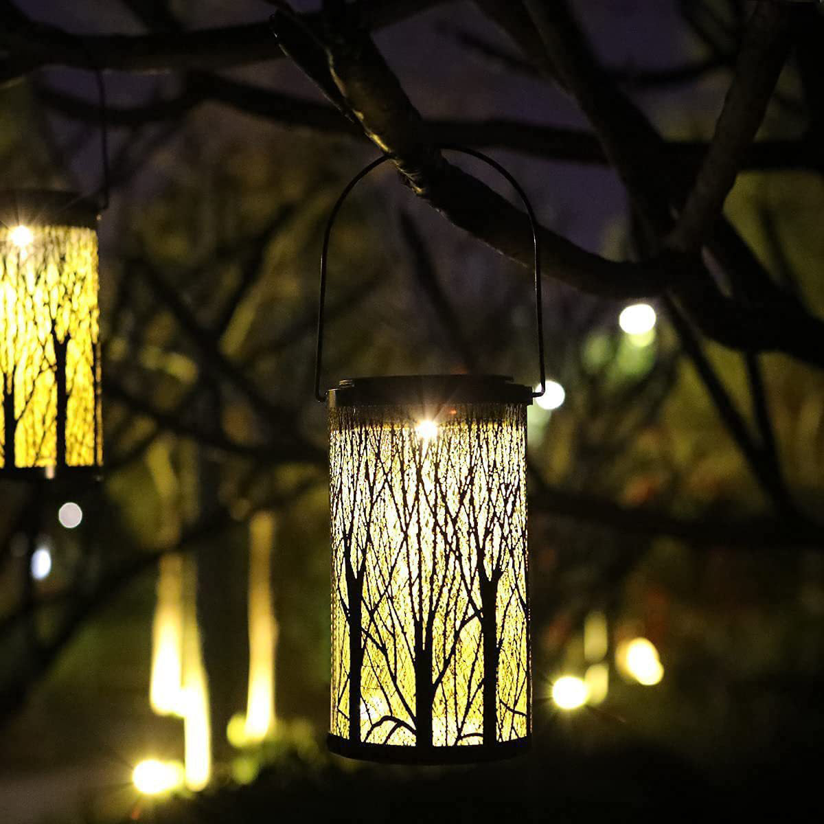 Lantura Art Déco Solar-Laterne | Zylinder-Design | Eisen & LED | Gartenbeleuchtung