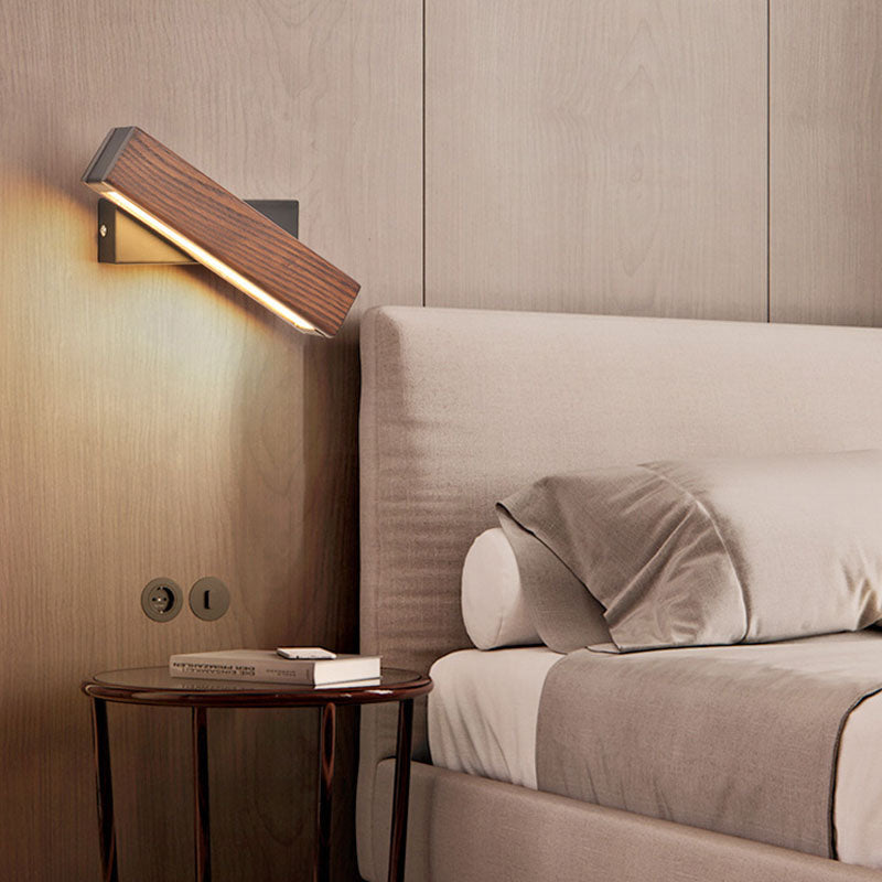 NordicBeam LED Wandleuchte | Rechteckiges Holz- & Eisen-Design | Modern & Skandinavisch | Für Schlafzimmer & Wohnräume