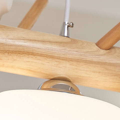 AviLume Nordic Kronleuchter | Minimalistisches Holzdesign | Zylinder mit Vogel-Dekor | 2-3 Licht Pendelleuchte