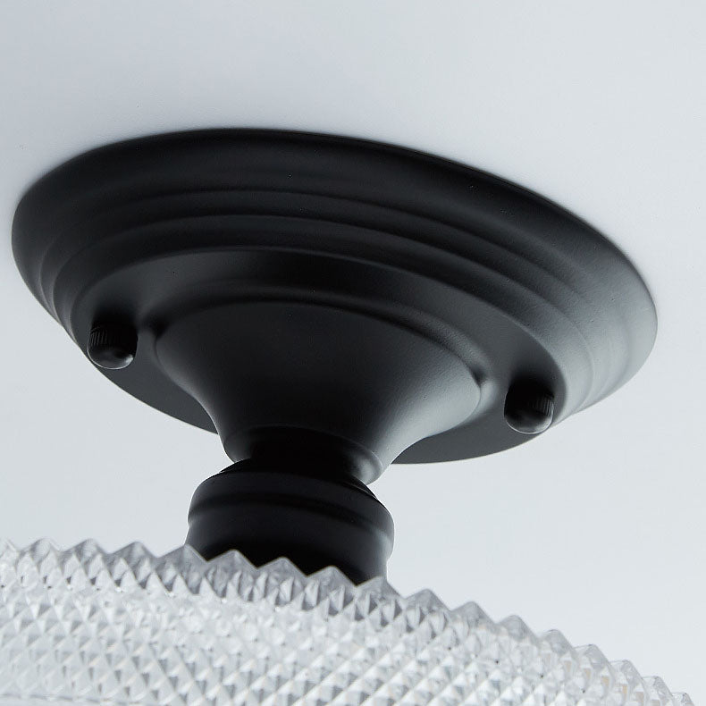 AuroraBloom Nordic Vintage LED-Deckenleuchte | Glasblumen-Design | Rund | Geometrisches Muster | Halbeinbau