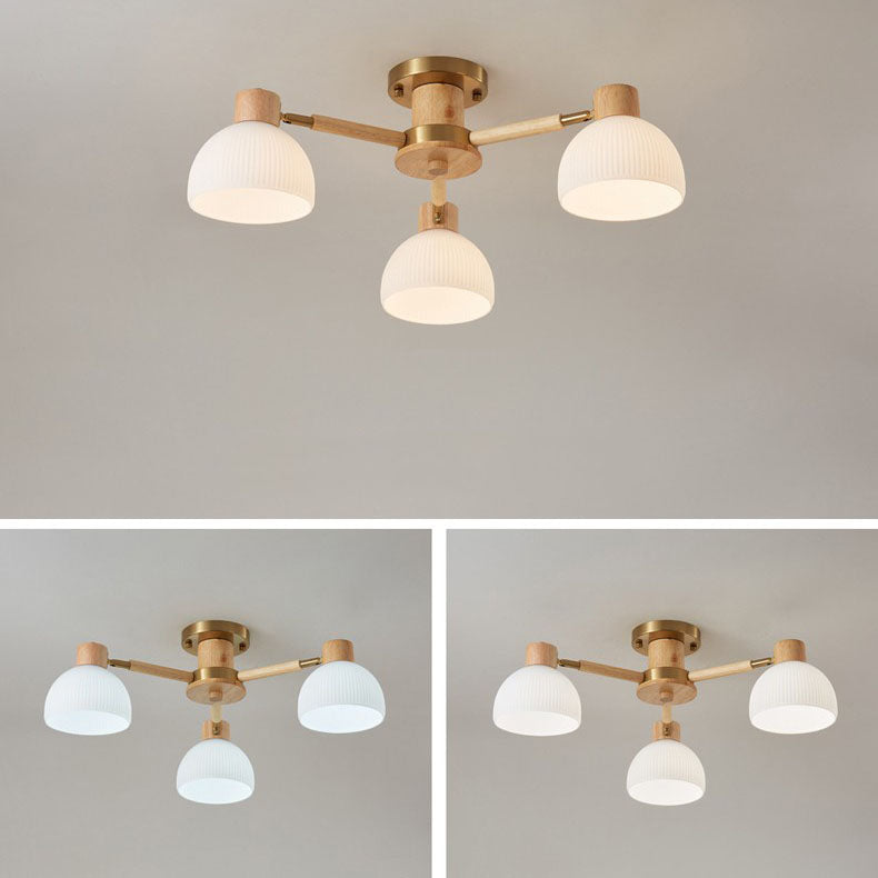 TranquiLight Wabi-Sabi Deckenleuchte | Minimalistisches Design | Holz & Glas | 3/6/8-Licht Lampe