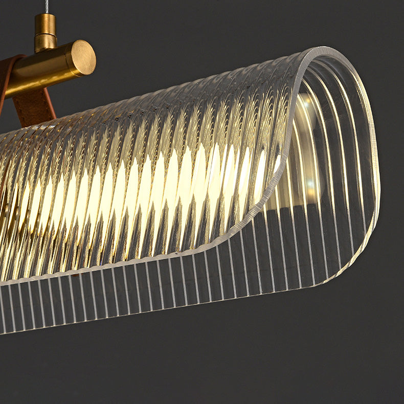 BrightAether ArcLED Pendelleuchte | Minimalistisch | Leder & Acryl | Lineares Design | Dimmbar | Stilvolle Beleuchtung für Essbereiche