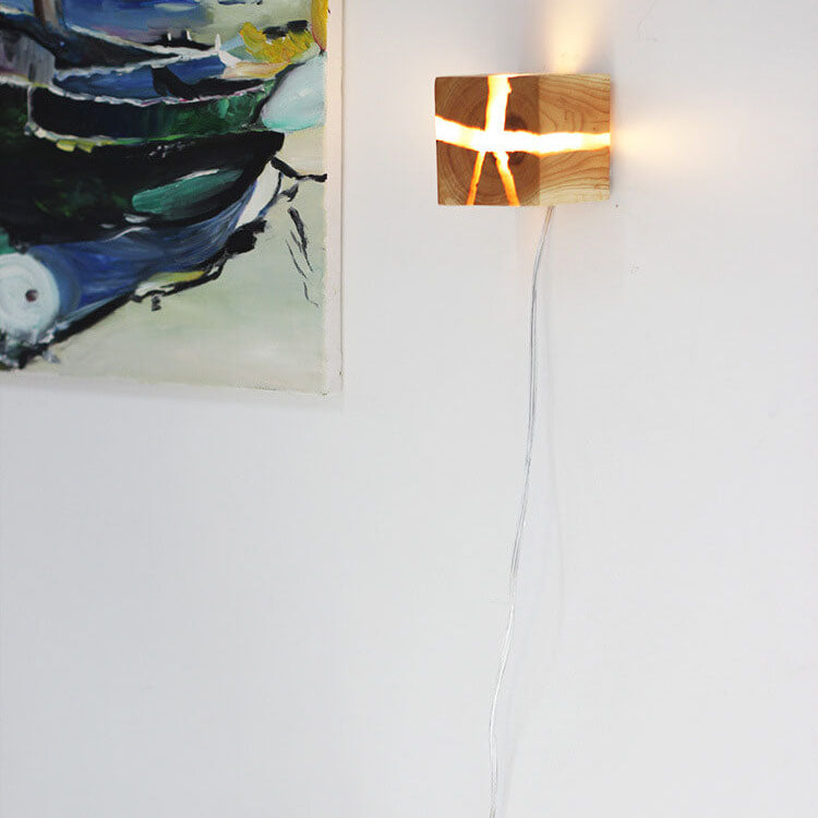 TimberGlow Creative Design Holz Wandleuchte | Rustikales Finish | Handgefertigt | Stilvolle Dekoleuchte für Zuhause