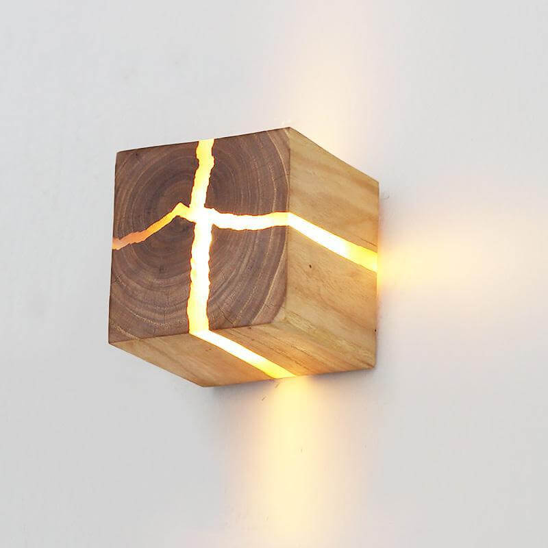 TimberGlow Creative Design Holz Wandleuchte | Rustikales Finish | Handgefertigt | Stilvolle Dekoleuchte für Zuhause