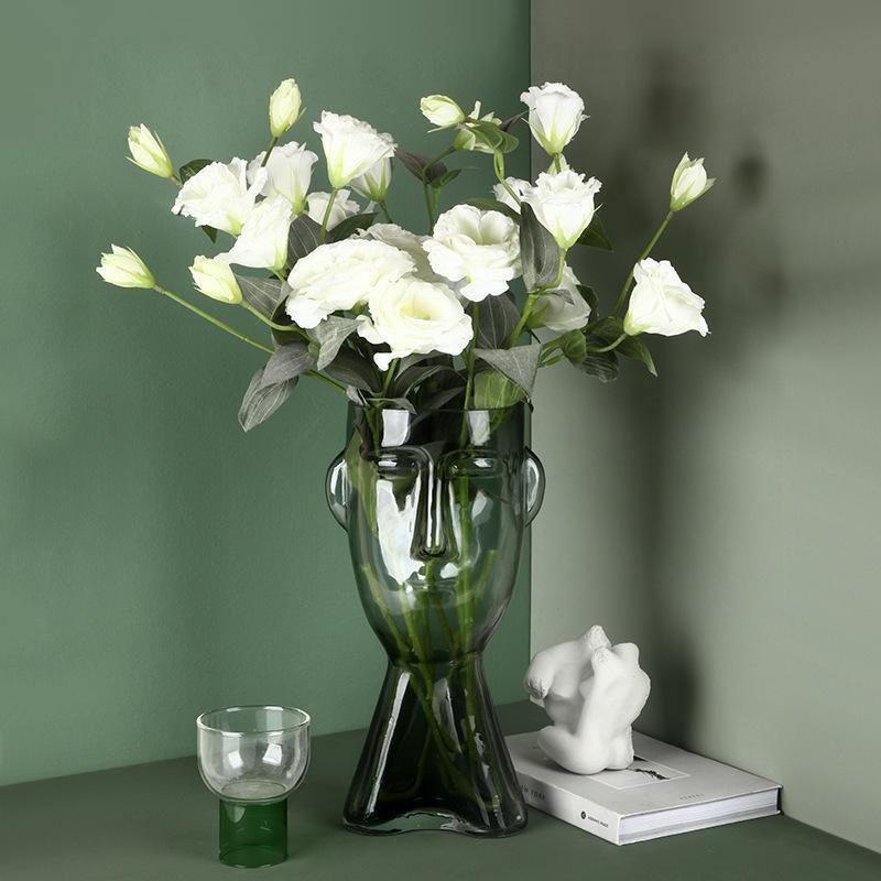 Visari Glas Vase mit Gesichtsmotiv | Handgefertigt | Kunstvolles Design | Dekoration für Zuhause