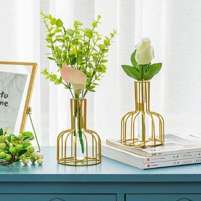 AuraCage Goldene Vase | Metall-Käfig-Design | Elegante Dekoration | Perfekt für Zuhause & Büro | Zeitloses Wohnaccessoire