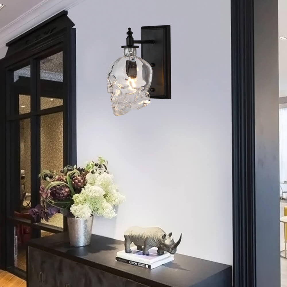 ShadowGlow Schädel-Wandleuchte | Glasdesign | 1-flammige Wandlampe | Stilvolle Beleuchtung