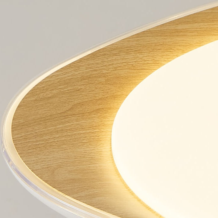 PebbleLuxe Minimalistische LED Deckenleuchte | Holzoptik | Flaches Design | Dimmbare Beleuchtung