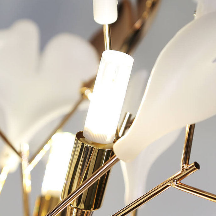 GinkoLuxe Stehlampe | Nordisches Design | Dekorative Ginkgo-Blätter | 5-Licht Bodenlampe | Elegantes Wohnaccessoire