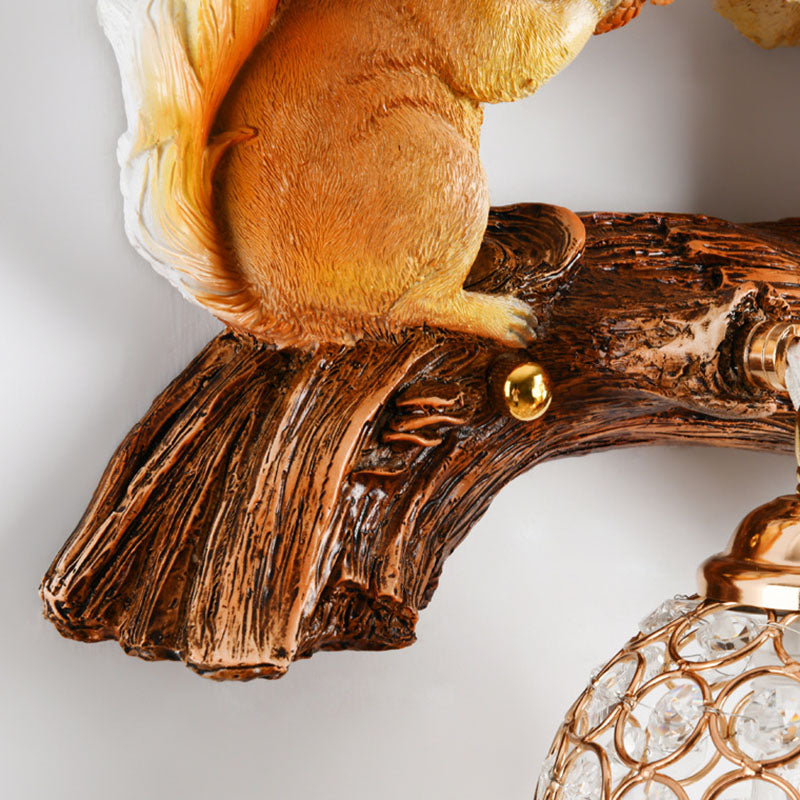 Crystanova Wandleuchte | Kreatives Eichhörnchen-Design | Kristall-Details | 1-flammige Lampe für Schlafzimmer