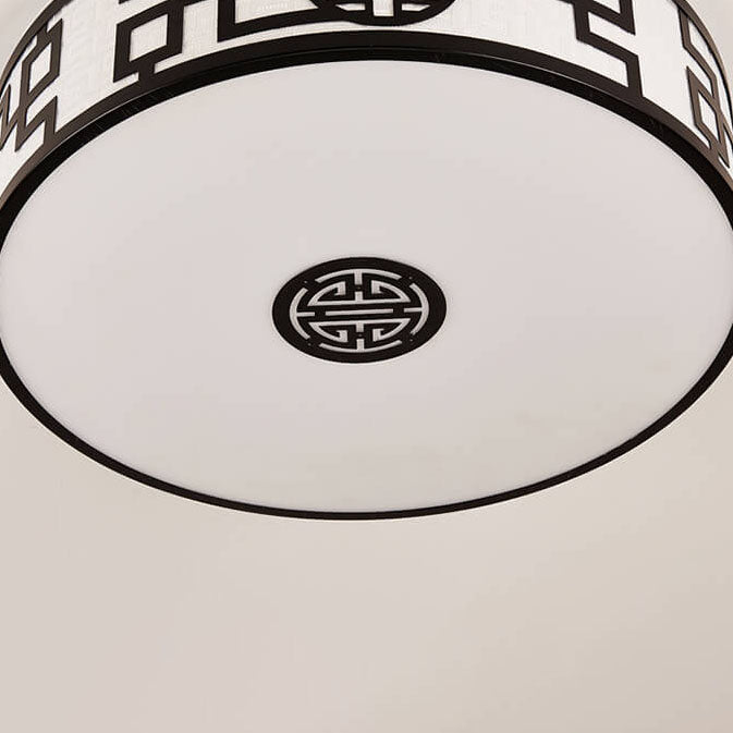 LunaHalo LED Deckenleuchte | Modernes Chinesisches Design | Runder Stoffschirm | Dimmbar