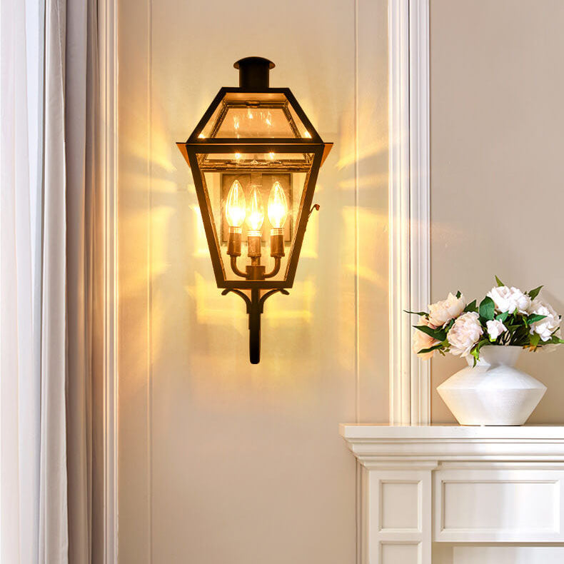 ForgeLight Außenwandleuchte | Industrielles Design | 3-Licht Laterne | Wasserdicht | Glas & Eisen