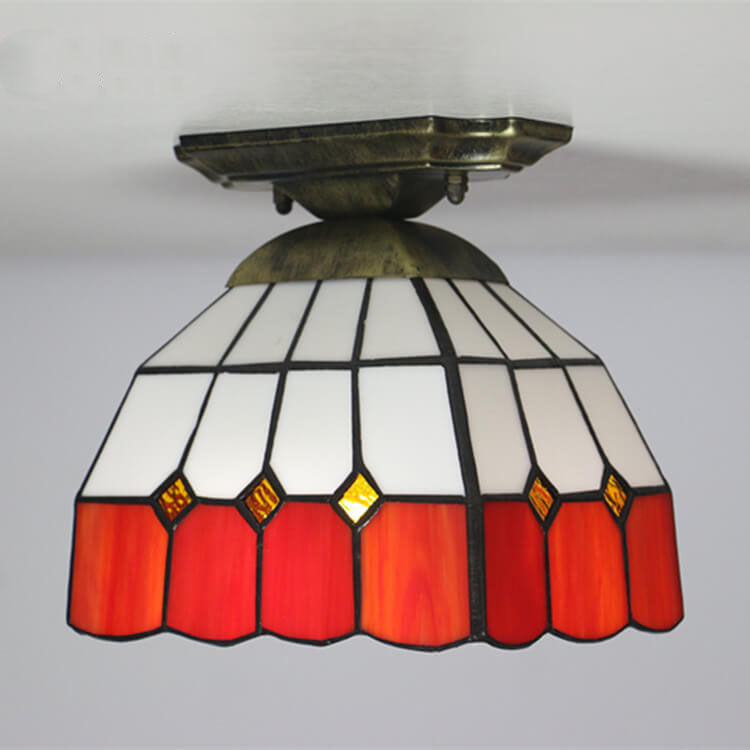 DomeLight Tiffany Deckenleuchte | Buntglas-Kuppel | Semi-Flush Mount | Vintage-Stil | LED Beleuchtung